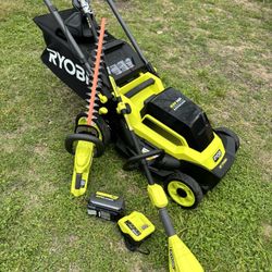 Ryobi 40V HP 20 In Push Lawn Mower Trimmer W Edge 6.0Ah Battery Charger Good Condition Pickup Only 