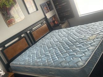 Queen Mattress with Black Metal Bed Frame