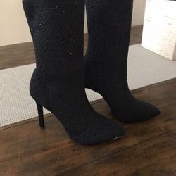 Qupid MAEVE Sock mesh bootie with glittery rhinestones Black