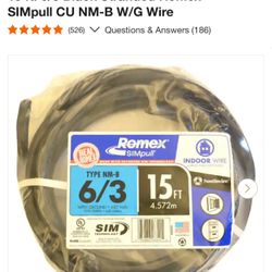 6/3 Romex 15 Feet