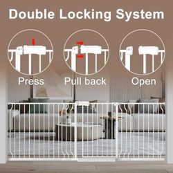 NEW $160 RETAIL-Triple Lock Baby Gate Extra Wide 53"-76"