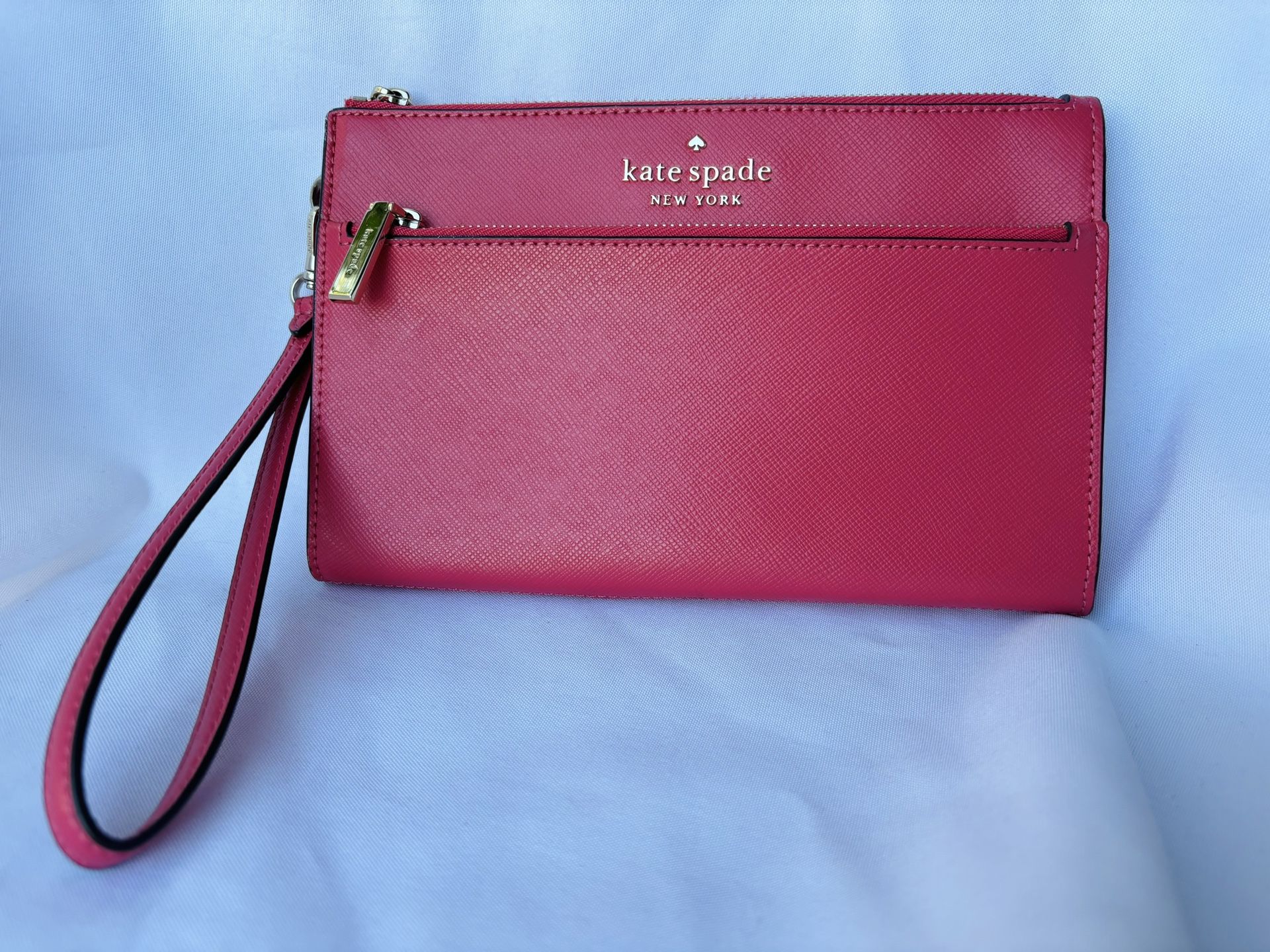 Kate Spade New York Staci Medium Wristlet Pouch Saffiano Leather In Hibiscus