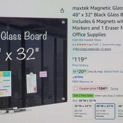 Magnetic Glass Sry Erase Whiteboard 48" x 32"