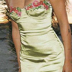 Mini Dress with Floral embellishments Green