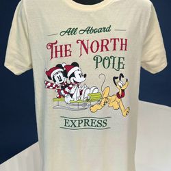 Disney Mickey & Minnie Mouse Pluto North Pole Express Christmas Holiday T-Shirt