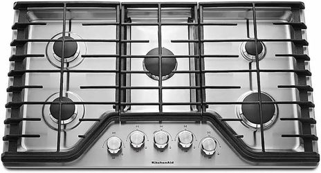 Brand New KitchenAid 36" 5-Burner Gas Cooktop (Stainless Steel) - Model KCGS356ESS