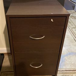 2 Drawer Rolling File Cabinet Dark Brown Wood Color 