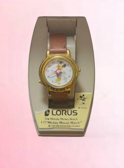 Disney Mickey Mouse watch with brown leather band