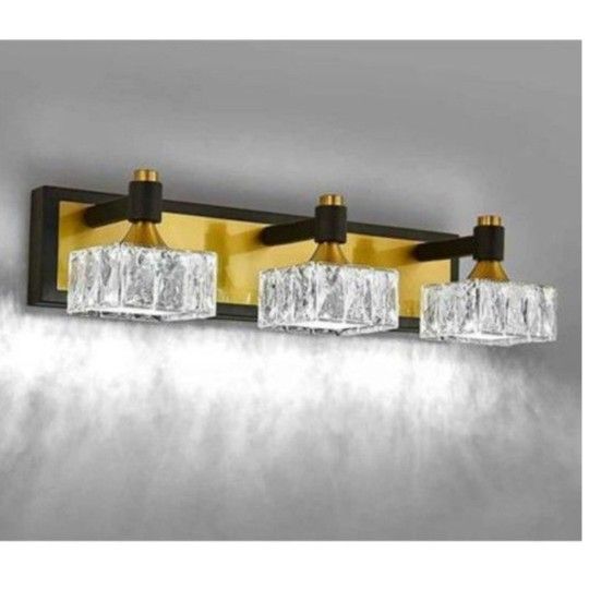 Bathroom Light Fixtures Over Mirror Modern 4 Light Crystal Vanity Light Black and Brass Fixtures