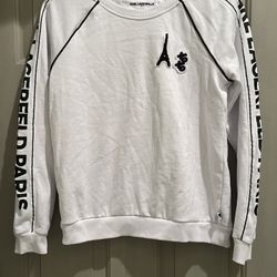 Karl Lagerfeld-women's Pullover Sweatshirt With Eiffel Tower And Logo On The Sleevesz Size S