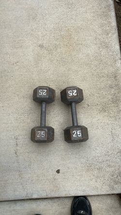 Two 25 pound dumbbells