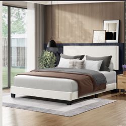 Linen Upholstered Platform Bed