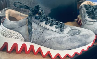 CHRISTIAN LOUBOUTIN Size 43 Green Visit › Blue Camouflage Suede Red Sole...
