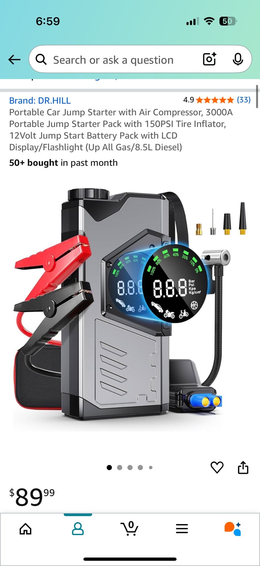Portable Car Jump Starter with Air Compressor