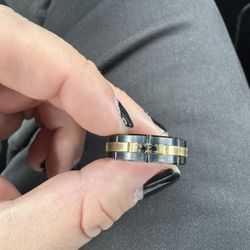 Tungsten Black And Gold Ring