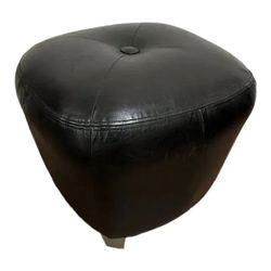NY: Black Leather Foot Stool by USONA