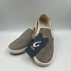 NEW Olukai Pehuea Sneakers Slip on Loafers Women’s Sz 7 Tan Mesh  Convertible Heel shoes NWT