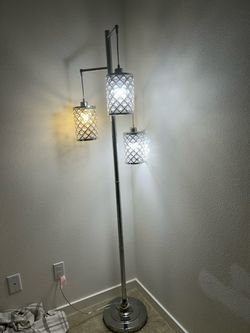 3-Light Crystal Floor Lamp Chrome Finish