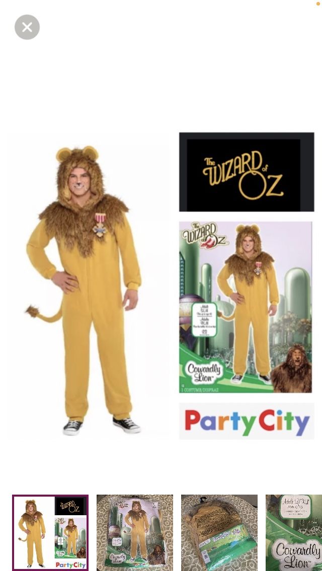 NEW! Adult Zipster Cowardly Lion One Piece Costume - The Wizard of Oz