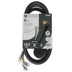 Black Dryer Appliance Power Cord 4-Prong 30 Amp New
