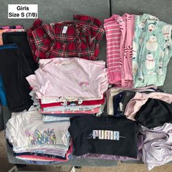 Girls Size S 7/8 Total 46 Pcs Misc Clothing Bundle