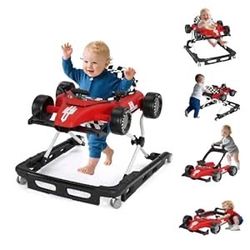 Brand New Baby Walker with Wheels, 4-in-1 Baby Walker for Boys Girls Foldable Activity Walker with Adjustable Height Toddler Infant Walker with Music 