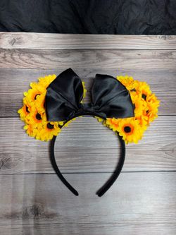 Disney inspired Sunflower Minnie Ears Headband with Bow
