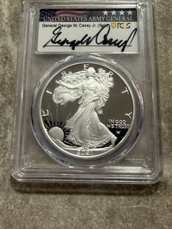 2021 W PROOF SILVER EAGLE PCGS PR70 DCAM T2 First Strike GENERAL CASEY Jr. SIGN