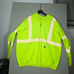 Carhartt 3XL Hi-Vis Reflective Full-Zip Work Hoodie Safety green