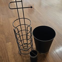 Toilet Paper Holder And Small Trash Bin