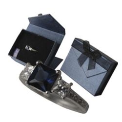925 Fine Sterling Silver Stamped Blue Sapphire Genuine Cubic Zirconia Ring Size 6-10 Available 