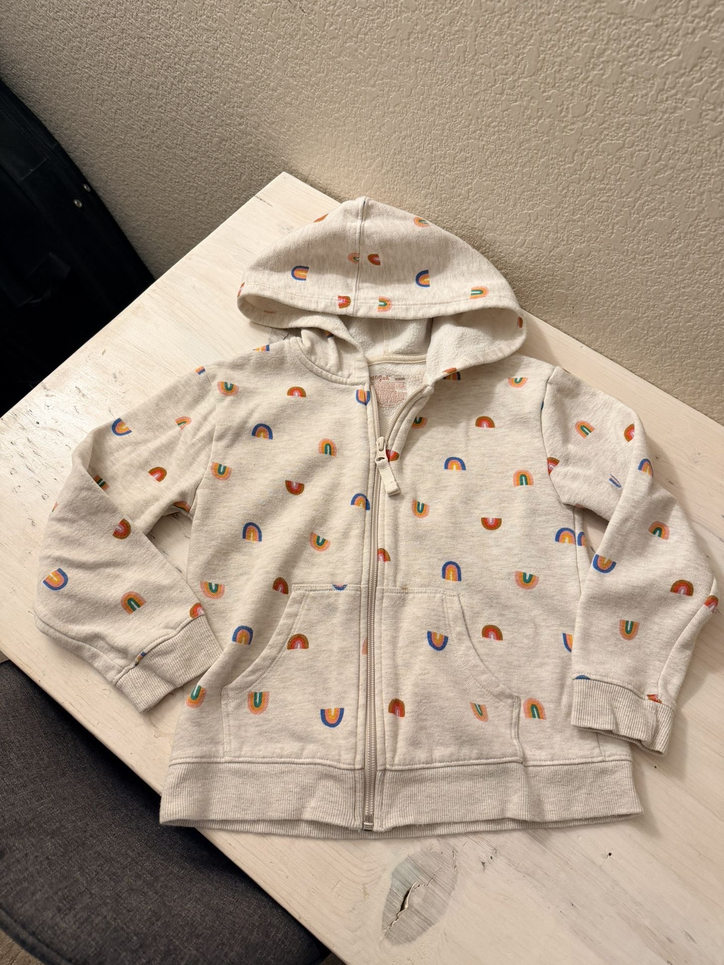 Cat jack 6 7 girls fleece lined zipper hoodie rainbows