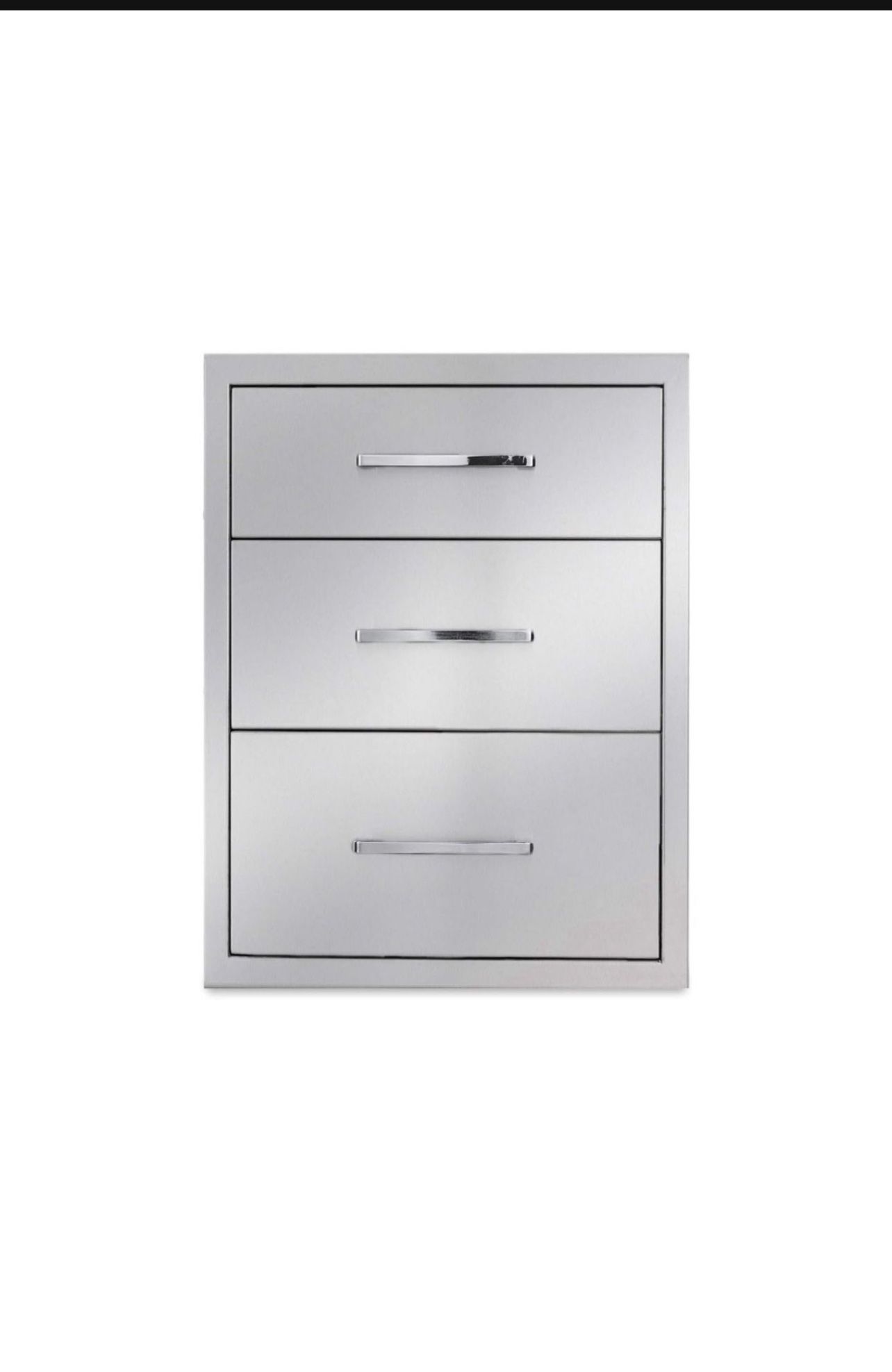 New Outdoor Kitchen Drawers Stainless Steel 3-Drawer BBQ Drawer 16" W x 21" H x 23" D Enclosed Built-in Drawer Flush Mount for Outdoor Kitchens & BBQ
