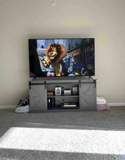 Mueble para TV gris con puertas corredizas (nuevo en su caja)