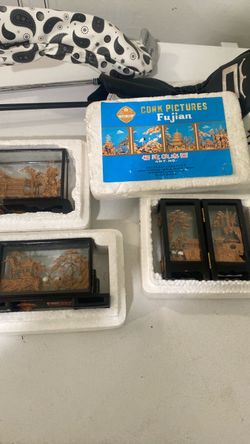 Vintage Chinese cork carvings villages