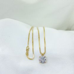 14K Gold Box Chain with beautiful CZ Rhinestone 