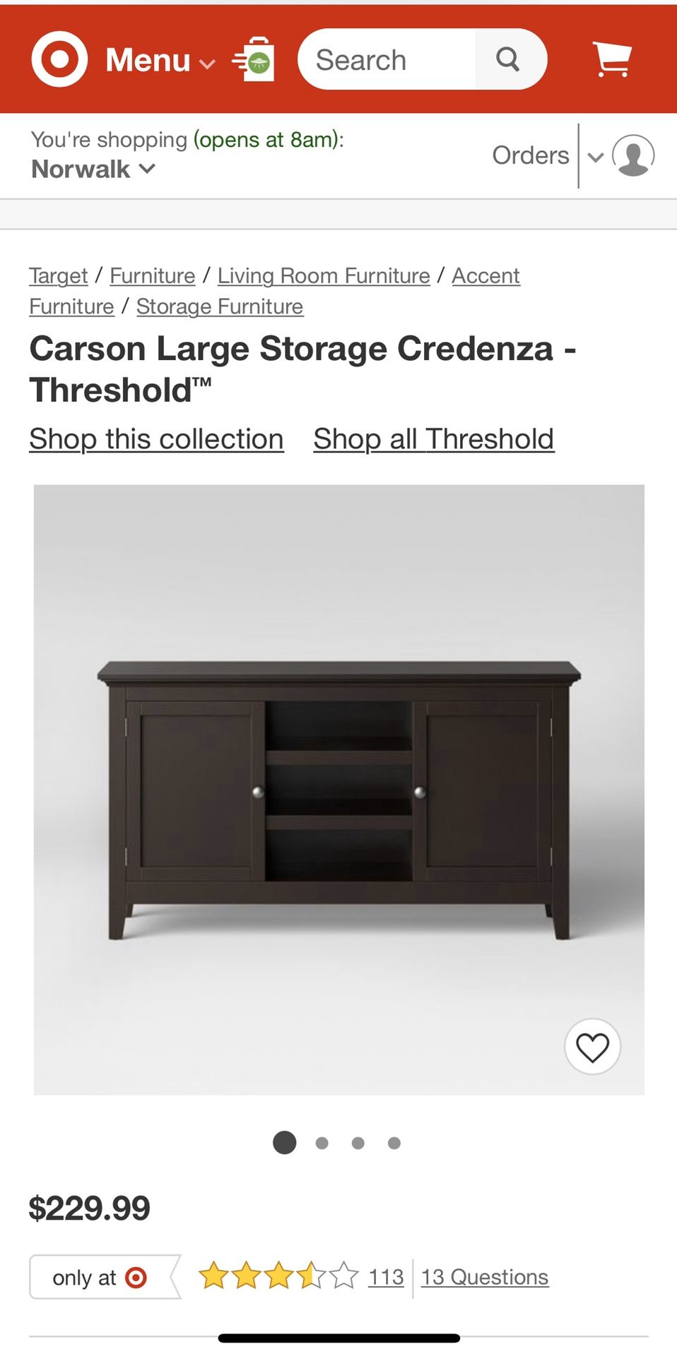Carson Large Storage Credenza - Threshold