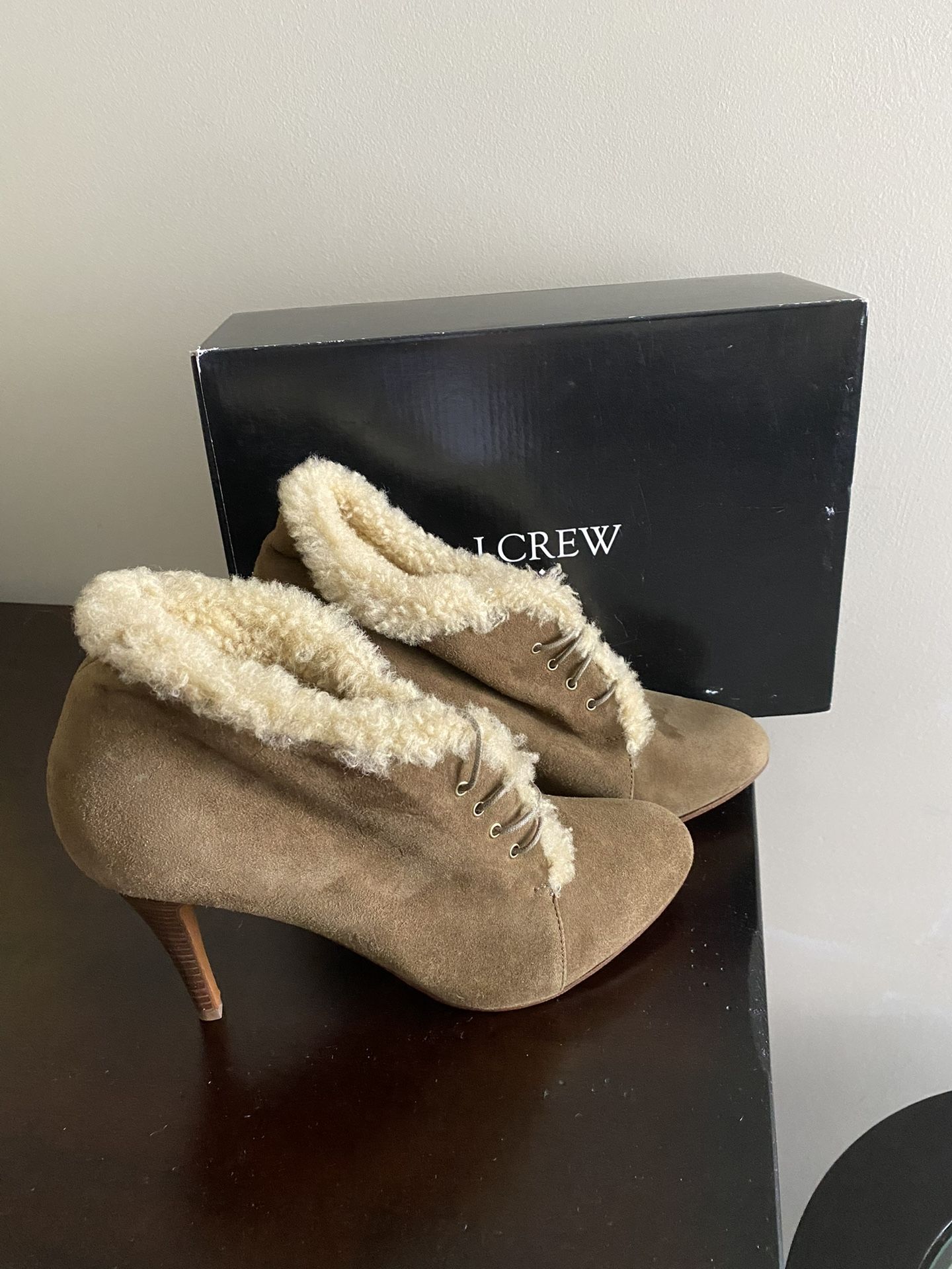 NEW JCrew Boots Booties Tan Suede Stiletto 