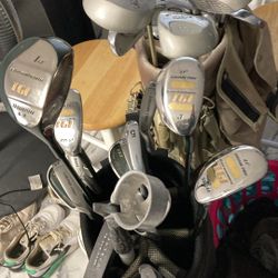 Two Sets Of Golf Clubs With Bag