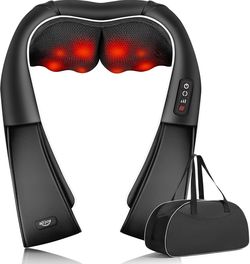 ALLJOY Shiatsu Neck Massager with Heat – Deep Tissue 3D Kneading Back & Shoulder Massager for Home, Office & Car