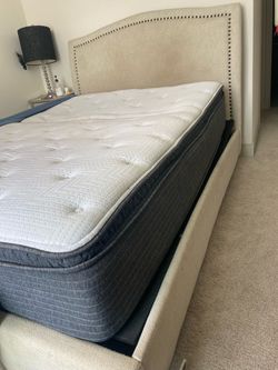 Queen Tufted Headboard, Frame, Tempurpedic adjustable base & Beautyrest PressureSmart Plush Pillowtop Mattress - stains on mattress, but Adjustable ba