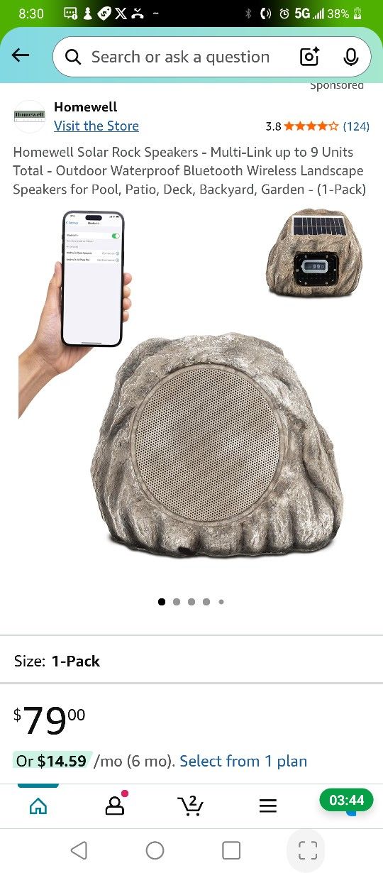 Homewell Solar Powered Bluetooth Rock Speakers
