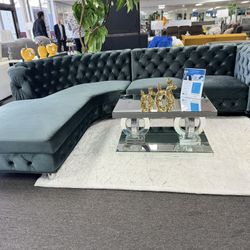 Warehouse Furniture Liquidation🔥Beautiful Grey Tufted Sofa Sectional Available Now For Only $1399 Don’t Miss Out