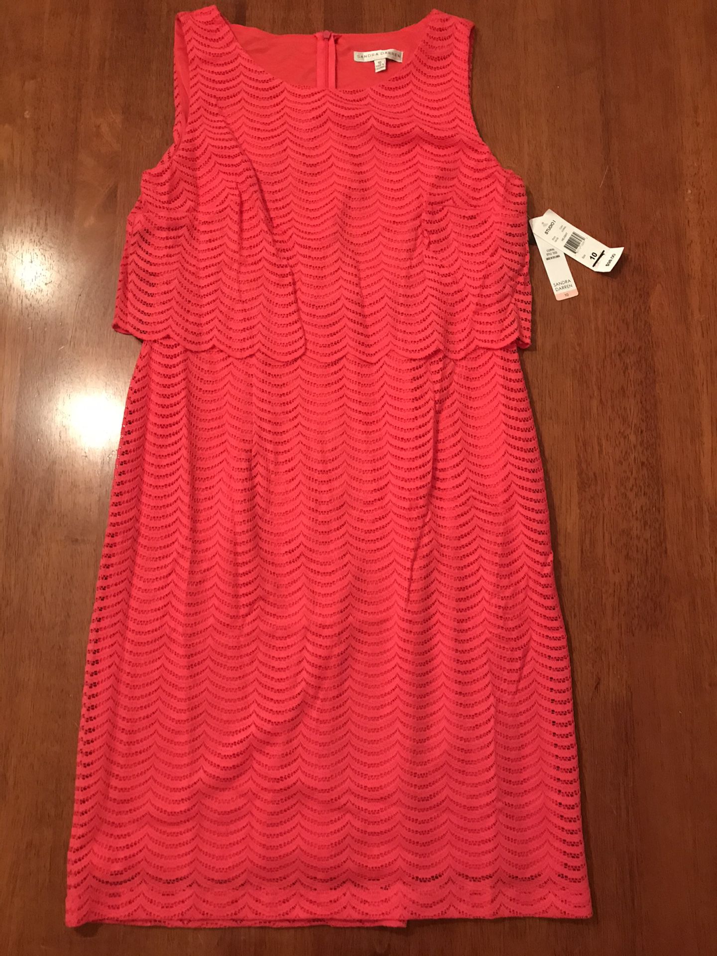 Hot Pink Lace Dress by Sandra Darren- Size 10- NEW WITH TAGS