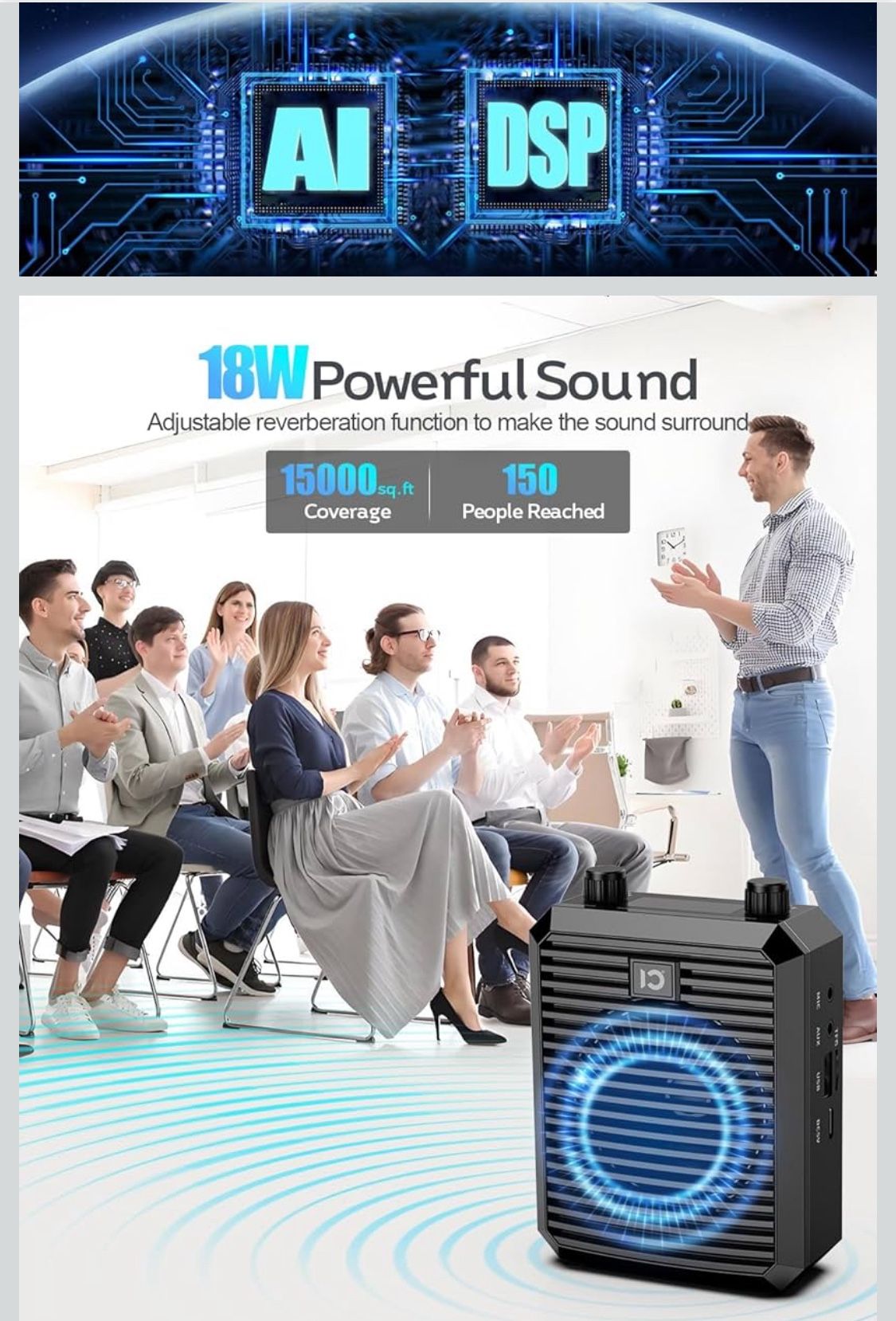 SHIDU 18W Voice Amplifier with Wireless Lavalier