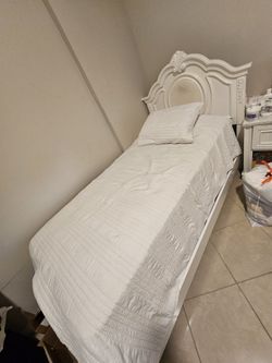 Twin White Bed