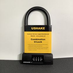 USHAKE Bicycles U Lock, Heavy Duty Bike Lock Scooter Motorcycles Combination Lock Combo Gate Lock for Anti Theft