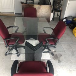 Office Chairs And Glass Table . 