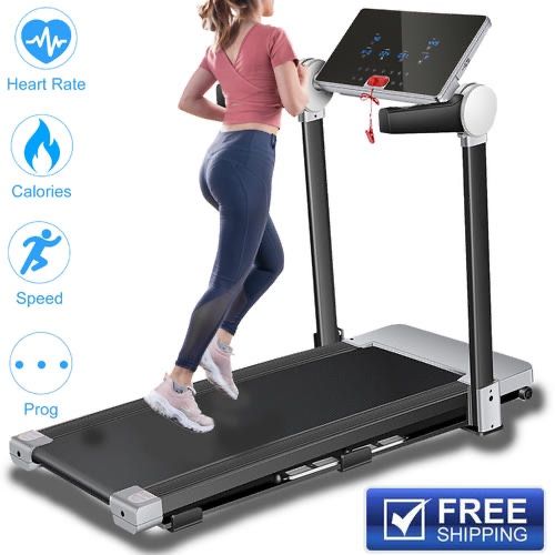 CAROMA 3.0HP Folding Treadmill with Magnetic Suspension Shock Absorption,LCD Monitor 12 Pre-set Programs for Home