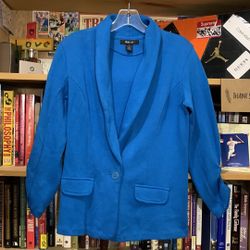 STYLE & CO.-women’s royal blue long sleeve single-button cotton cardigan blazer